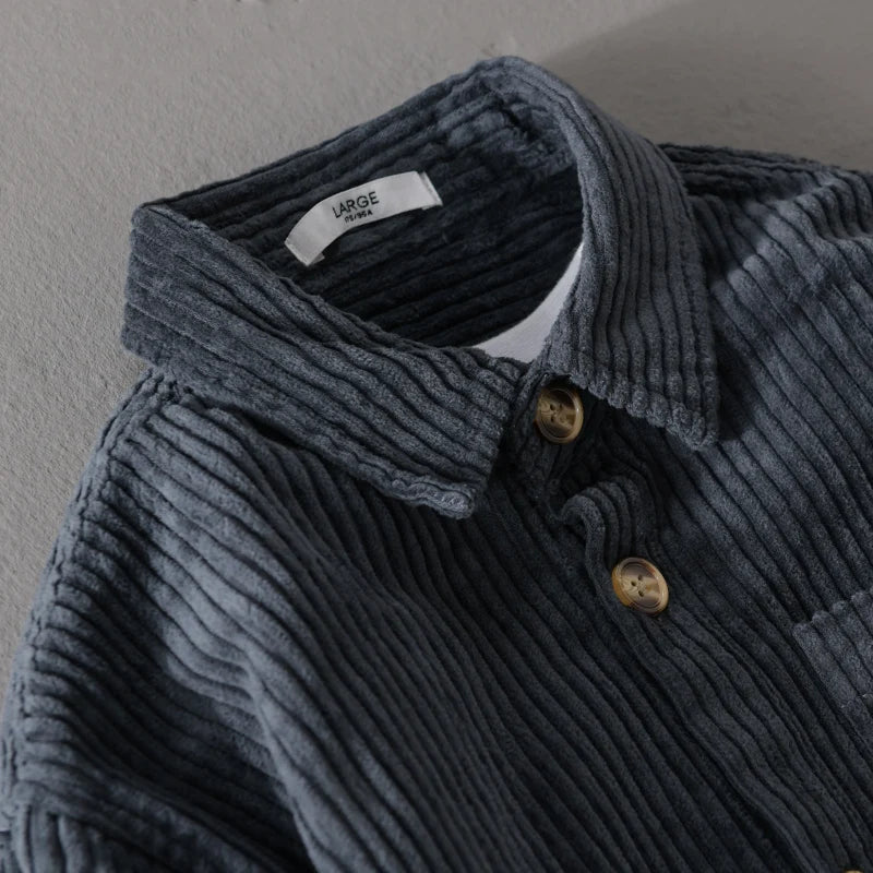 Thickening plus Size Long Sleeve Corduroy Cotton Shirt Men Brand Trendy French Style Designer Quality Top Clothes Chemise Homme