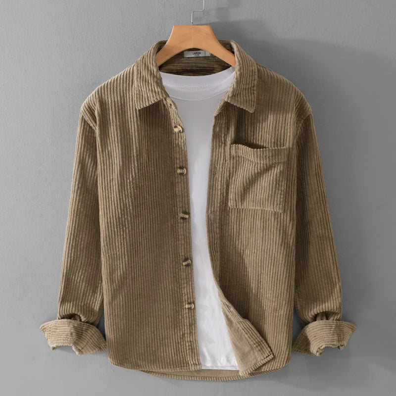 Thickening plus Size Long Sleeve Corduroy Cotton Shirt Men Brand Trendy French Style Designer Quality Top Clothes Chemise Homme