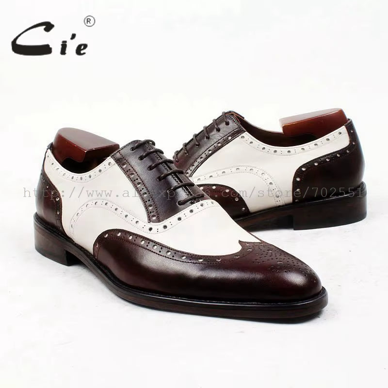 Cie round Toe Brown White Bespoke Men Shoe Custom Handmade 100%Genuine Calf Leather Outsole Breathable Men'S Oxford Shoe Ox438
