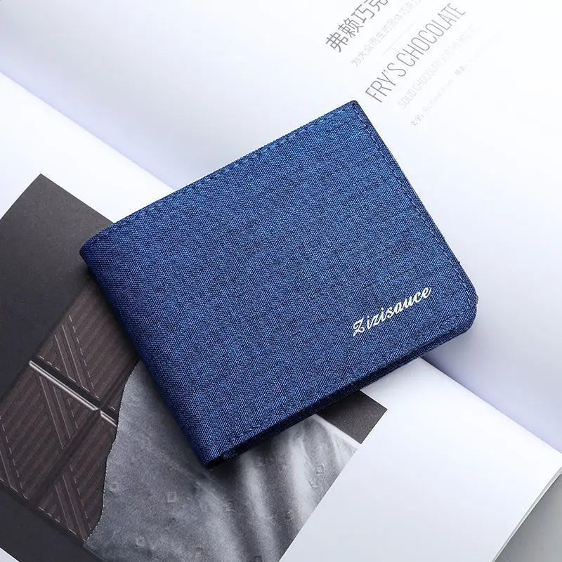 Canvas Men Wallet Black/Blue/Gray Card Holder Wallet Male Money Bag Id/Photo/Bank Holder Short Purse Credit Card Case Bag