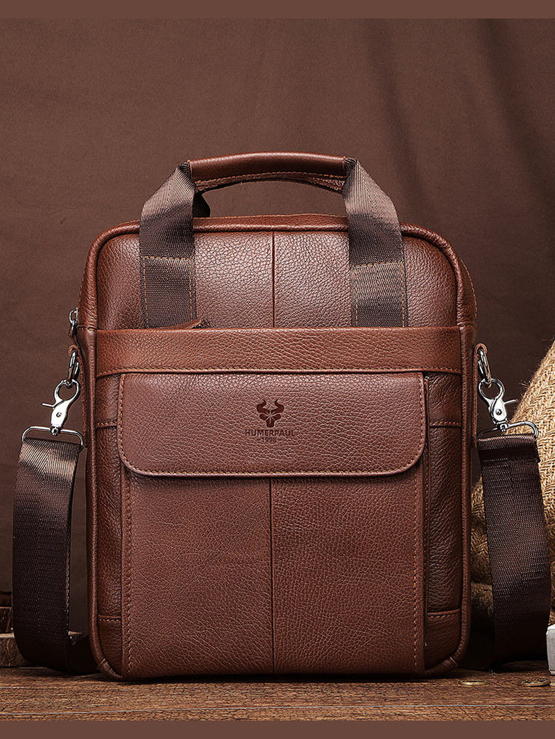 Hummer Business Commute Genuine Leather Men'S Business Messenger Bag
