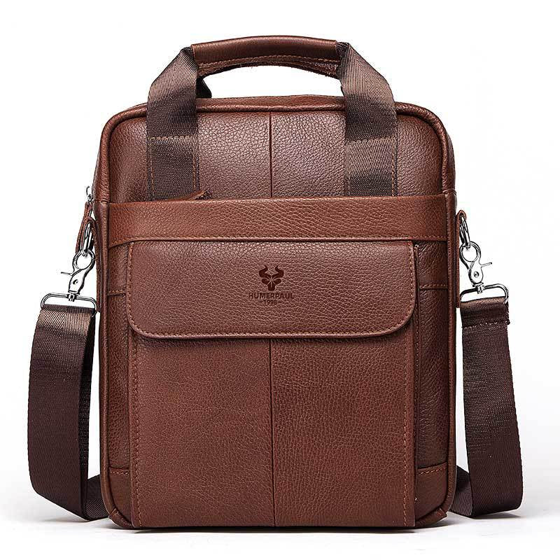 Hummer Business Commute Genuine Leather Men'S Business Messenger Bag