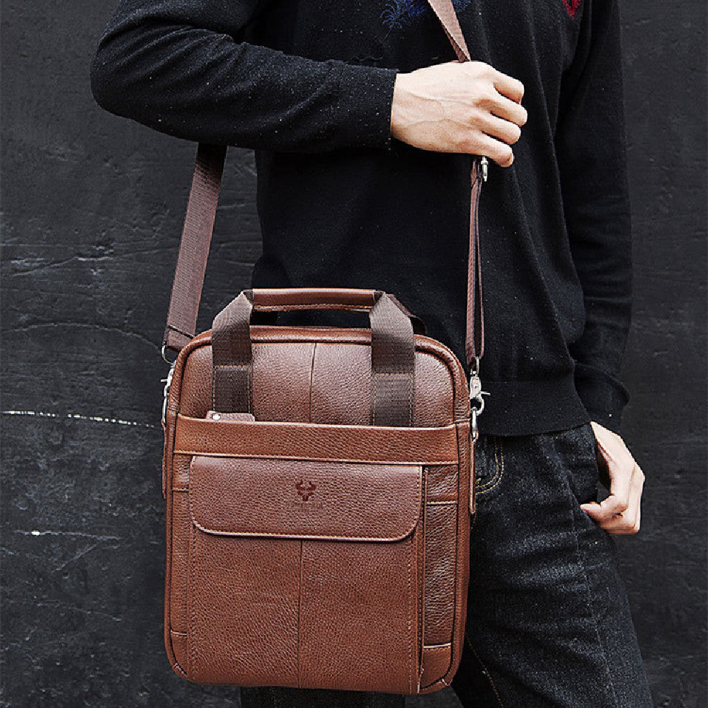 Hummer Business Commute Genuine Leather Men'S Business Messenger Bag