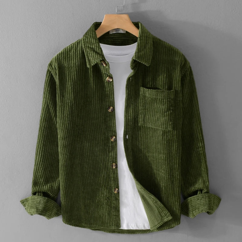 Thickening plus Size Long Sleeve Corduroy Cotton Shirt Men Brand Trendy French Style Designer Quality Top Clothes Chemise Homme