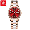 OELVS Women'S Watch Brand Luxury Rose Gold Diamond Automatic Mechanical Watch Elegant Waterproof Ceramic Strap Women'S Watch