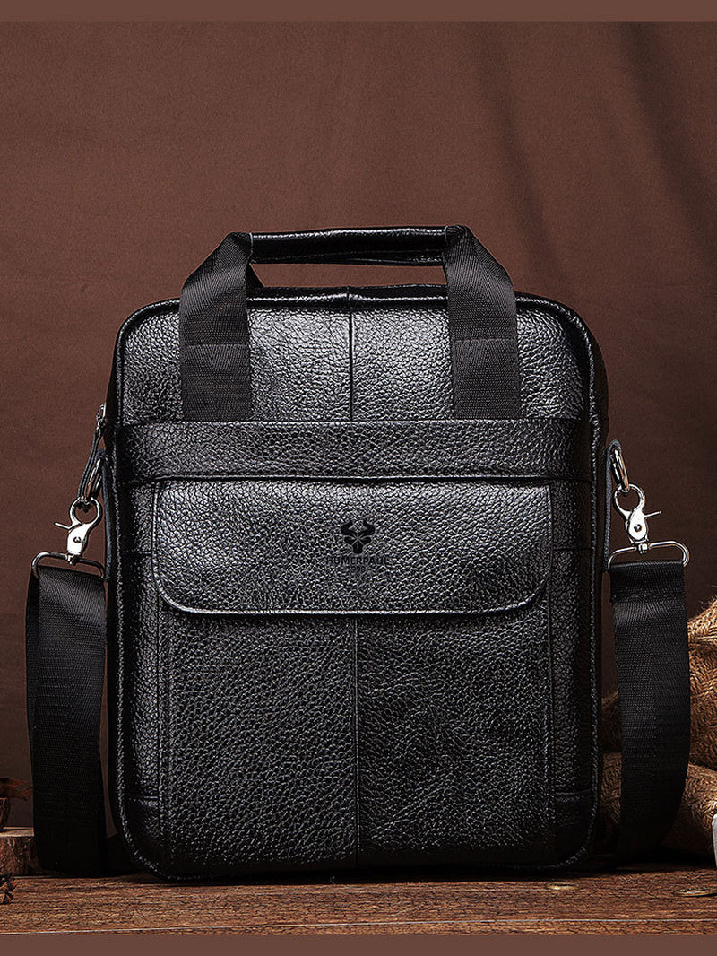 Hummer Business Commute Genuine Leather Men'S Business Messenger Bag